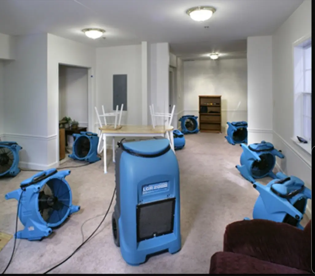 Air movers and dehumidifier setup for Water Extraction & Removal in Blue Ash